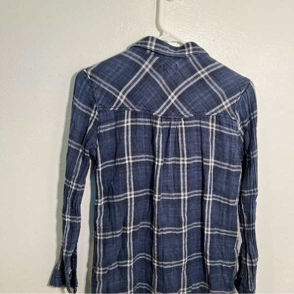 Sneak Peek Tunic Button Down Mini Dress Blue White Plaid S - Picture 8 of 12